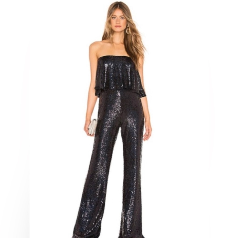Lovers + Friends Sequin Lined Strapless Jumpsuit … - image 1